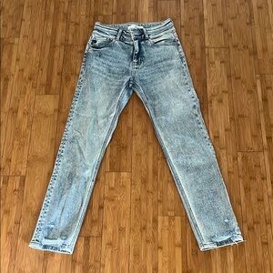 KanCan Blue Straight Leg Jeans with Acid Wash